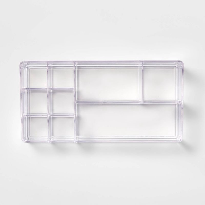 slide 3 of 6, Bathroom Plastic 9 Slot Mixed Cosmetic Organizer Clear - Brightroom™: Makeup & Vanity Organizer Tray for Bathroom Countertop, 1 ct