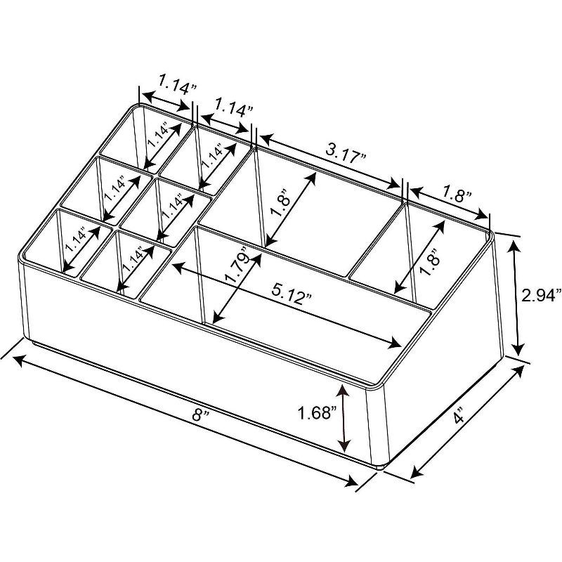 slide 6 of 6, Bathroom Plastic 9 Slot Mixed Cosmetic Organizer Clear - Brightroom™: Makeup & Vanity Organizer Tray for Bathroom Countertop, 1 ct