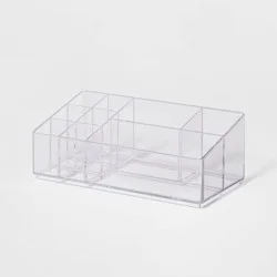 Bathroom Plastic 9 Slot Mixed Cosmetic Vanity Organizer Clear - Brightroom™