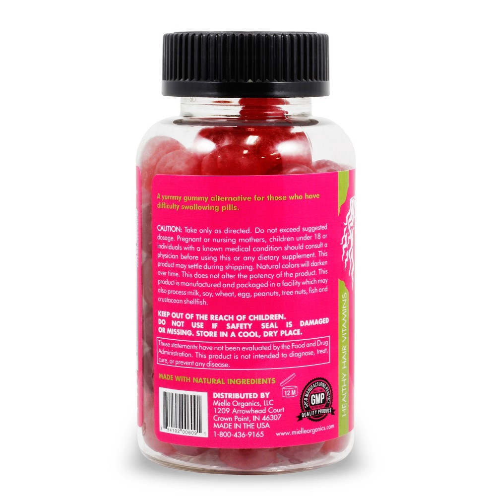 slide 3 of 3, Mielle Organics Healthy Hair Adult Vitamin Gummies with Biotin - Berry - 60ct, 60 ct