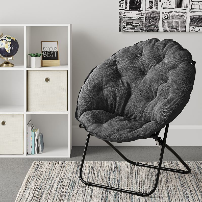 slide 2 of 4, Dish Dorm Chair Gray - Room Essentials™: Cushioned, Foldable Steel Frame, No Assembly, Modern Accent Chair, 1 ct