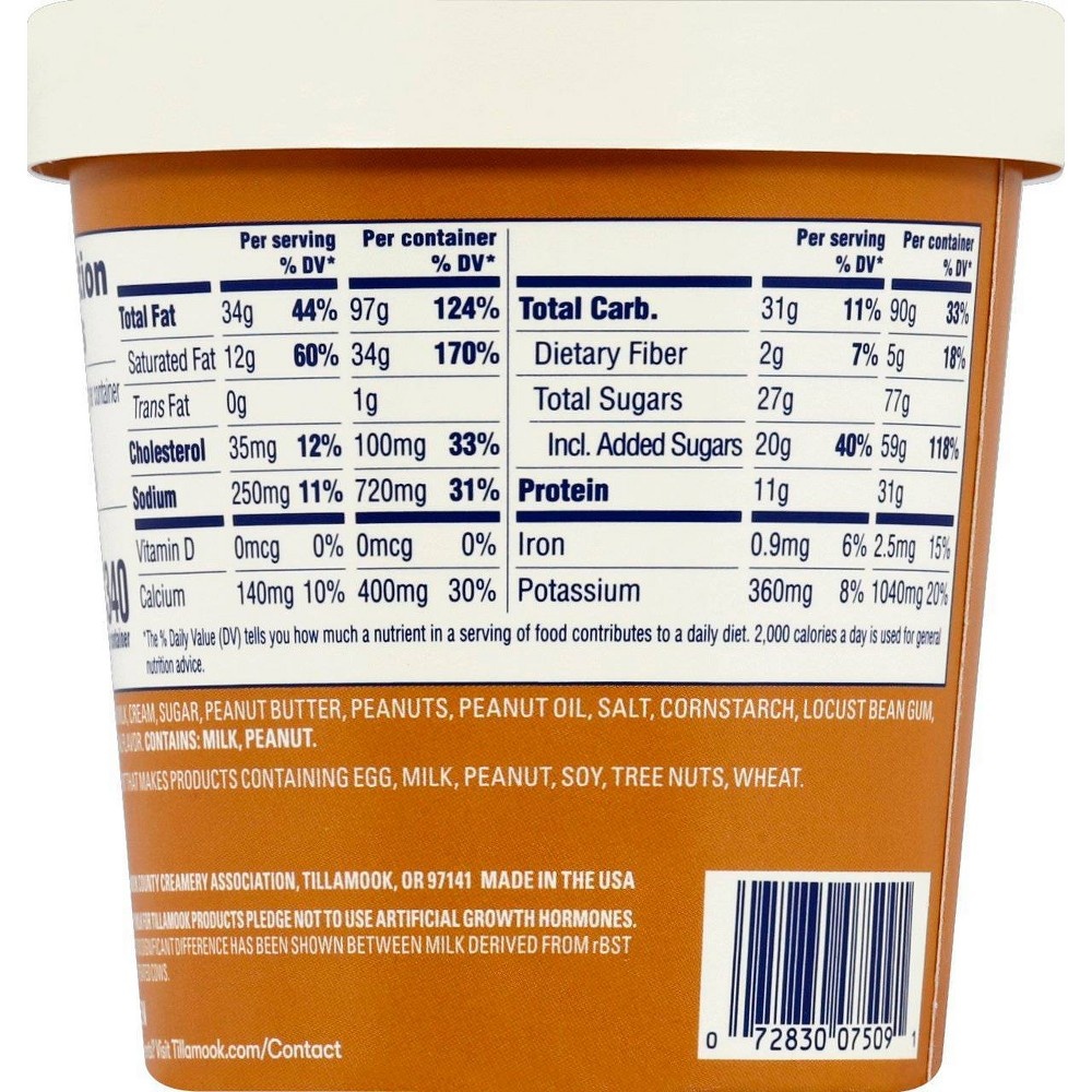 slide 5 of 6, Tillamook Double Nutty Peanut Butter Ice Cream, 15.5 oz