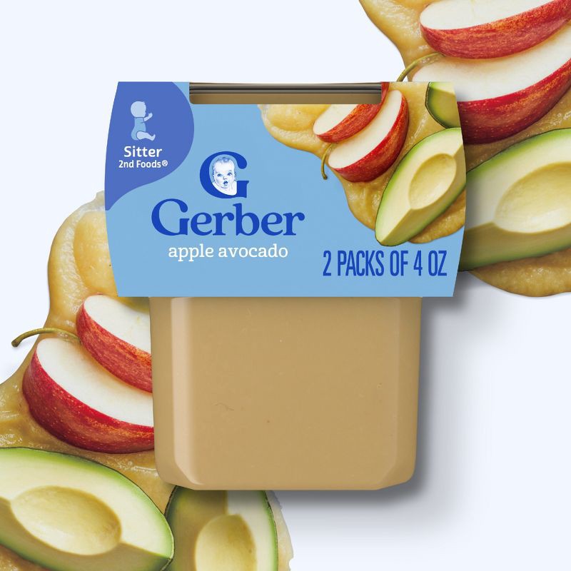 slide 2 of 8, Gerber Baby Food Stage 2 Apple Avocado Puree Tub - 2ct/8oz, 2 ct; 8 oz