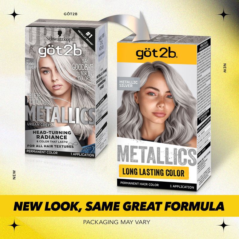 slide 2 of 10, Got2b Permanent Hair Color - Metallic Silver - 4.8 fl oz/1 Kit, 4.8 fl oz