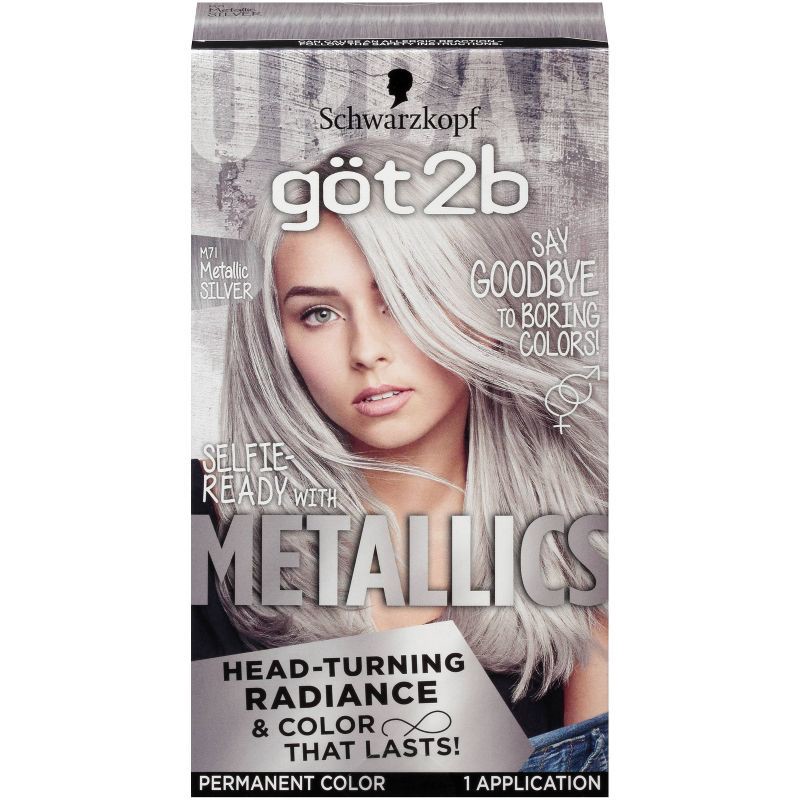 slide 1 of 6, Got2b Permanent Hair Color - Metallic Silver - 4.8 fl oz/1 Kit, 4.8 fl oz