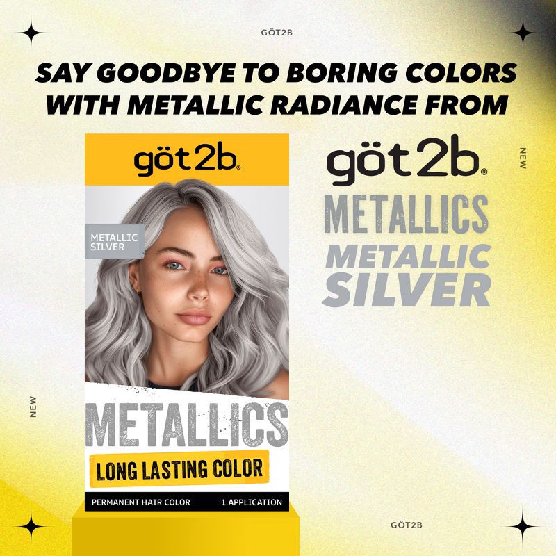 slide 9 of 10, Got2b Permanent Hair Color - Metallic Silver - 4.8 fl oz/1 Kit, 4.8 fl oz