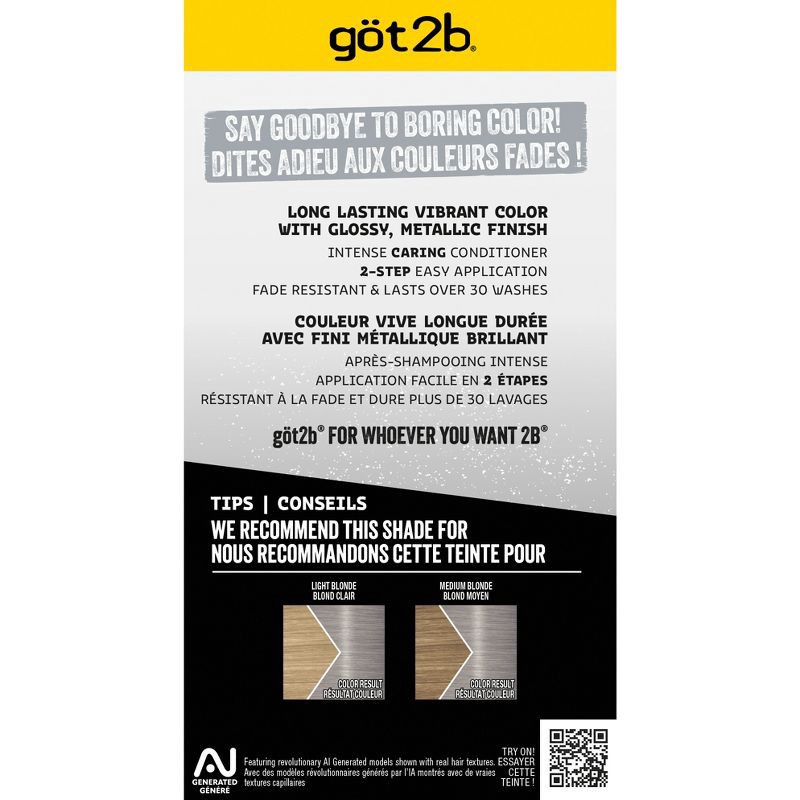 slide 10 of 10, Got2b Permanent Hair Color - Metallic Silver - 4.8 fl oz/1 Kit, 4.8 fl oz