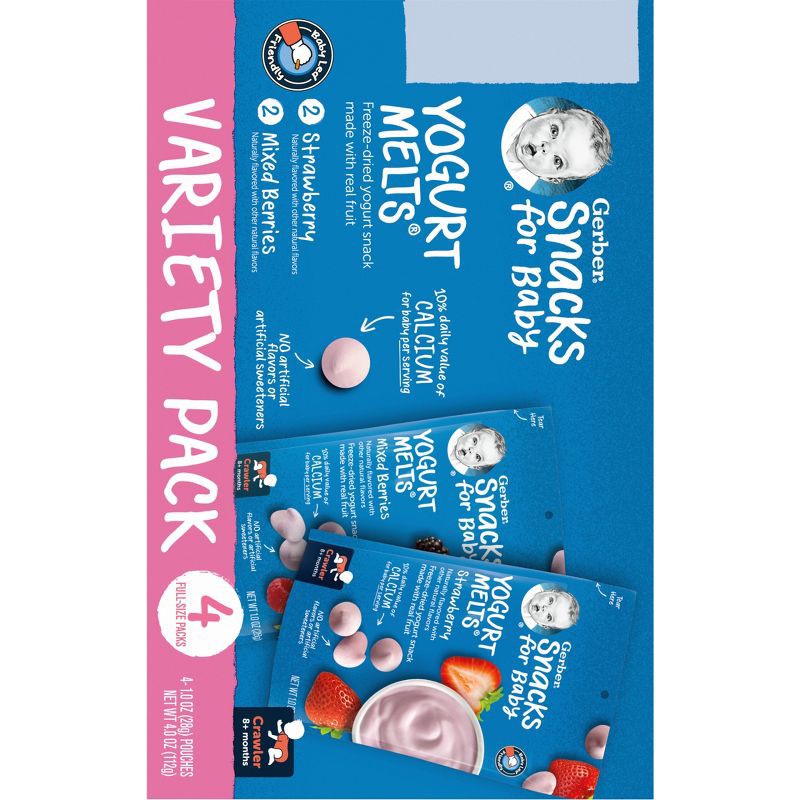 slide 2 of 7, Gerber Baby Food Strawberry & Mixed Berries Freeze-Dried Yogurt Melts Baby Snacks Variety Pack - 4oz, 4 oz