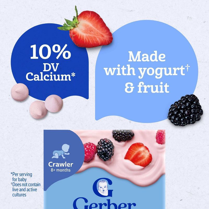 slide 5 of 10, Gerber Baby Food Strawberry & Mixed Berries Freeze-Dried Yogurt Melts Baby Snacks Variety Pack - 4oz, 4 oz