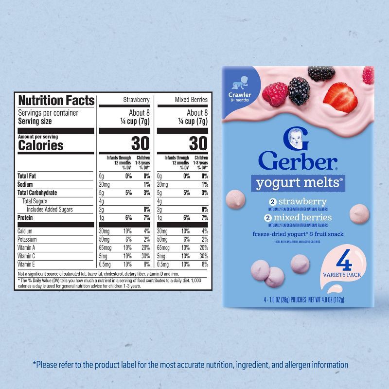 slide 9 of 10, Gerber Baby Food Strawberry & Mixed Berries Freeze-Dried Yogurt Melts Baby Snacks Variety Pack - 4oz, 4 oz