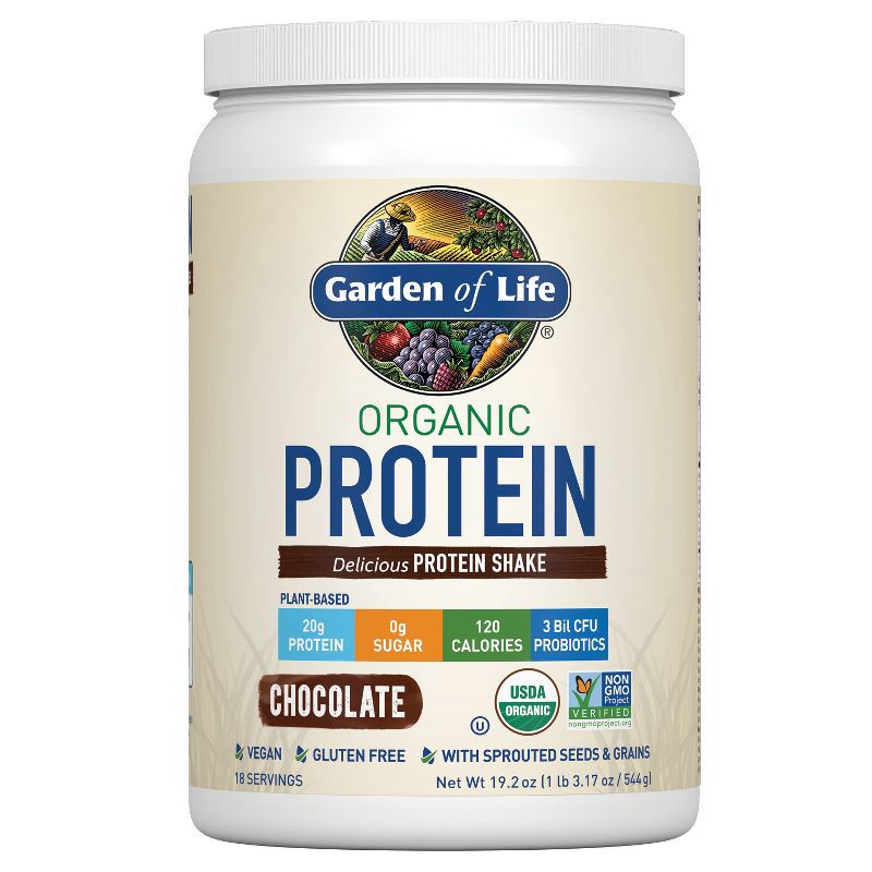 slide 1 of 1, Garden of Life Organic Vegan Protein Powder - Chocolate - 19.2oz, 19.2 oz