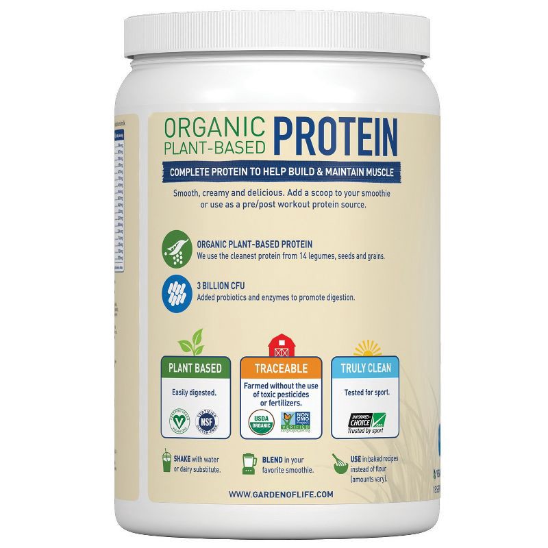 slide 2 of 9, Garden of Life Organic Vegan Protein Plant Based Powder - Vanilla - 18oz, 18 oz
