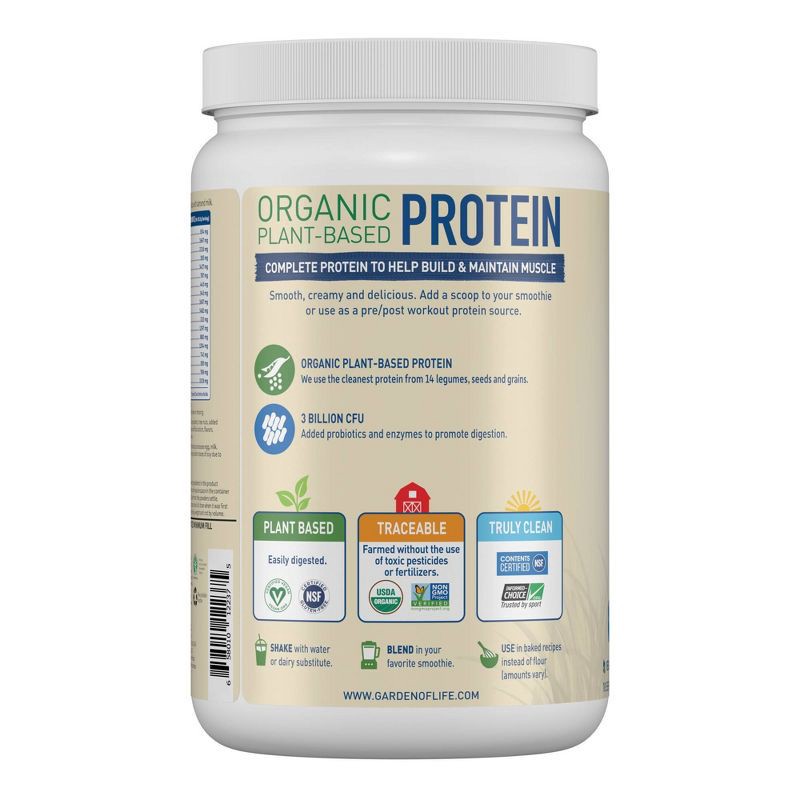 slide 3 of 9, Garden of Life Organic Vegan Protein Plant Based Powder - Vanilla - 18oz, 18 oz