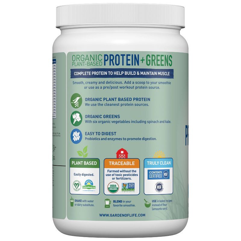 slide 8 of 9, Garden of Life Organic Vegan Protein + Greens Plant Based Shake Mix - Vanilla - 17.4oz, 17.4 oz