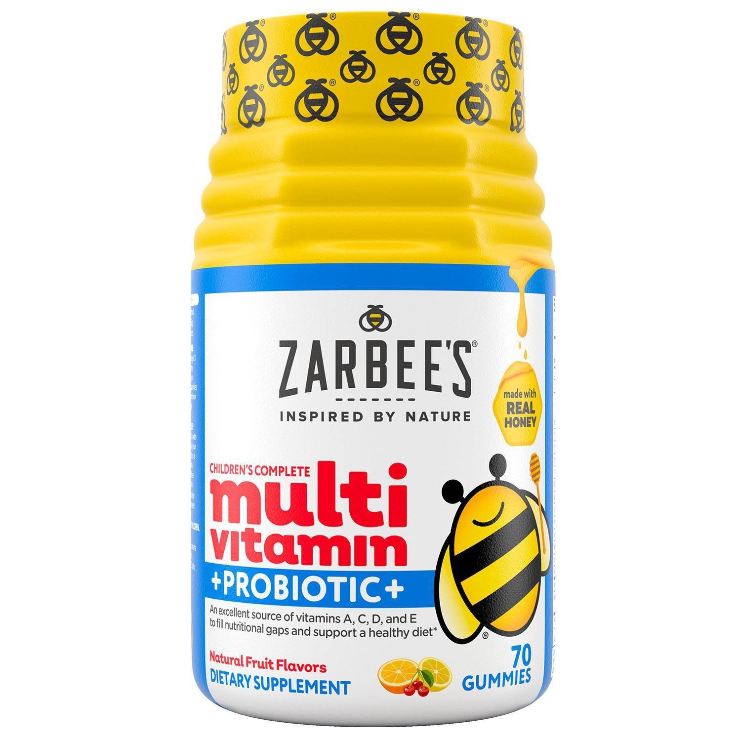slide 1 of 7, Zarbee's Naturals Kids' Complete Multivitamin + Probiotic Gummies with Vitamins A,B,C,D,E - Fruit Flavor -70ct, 70 ct