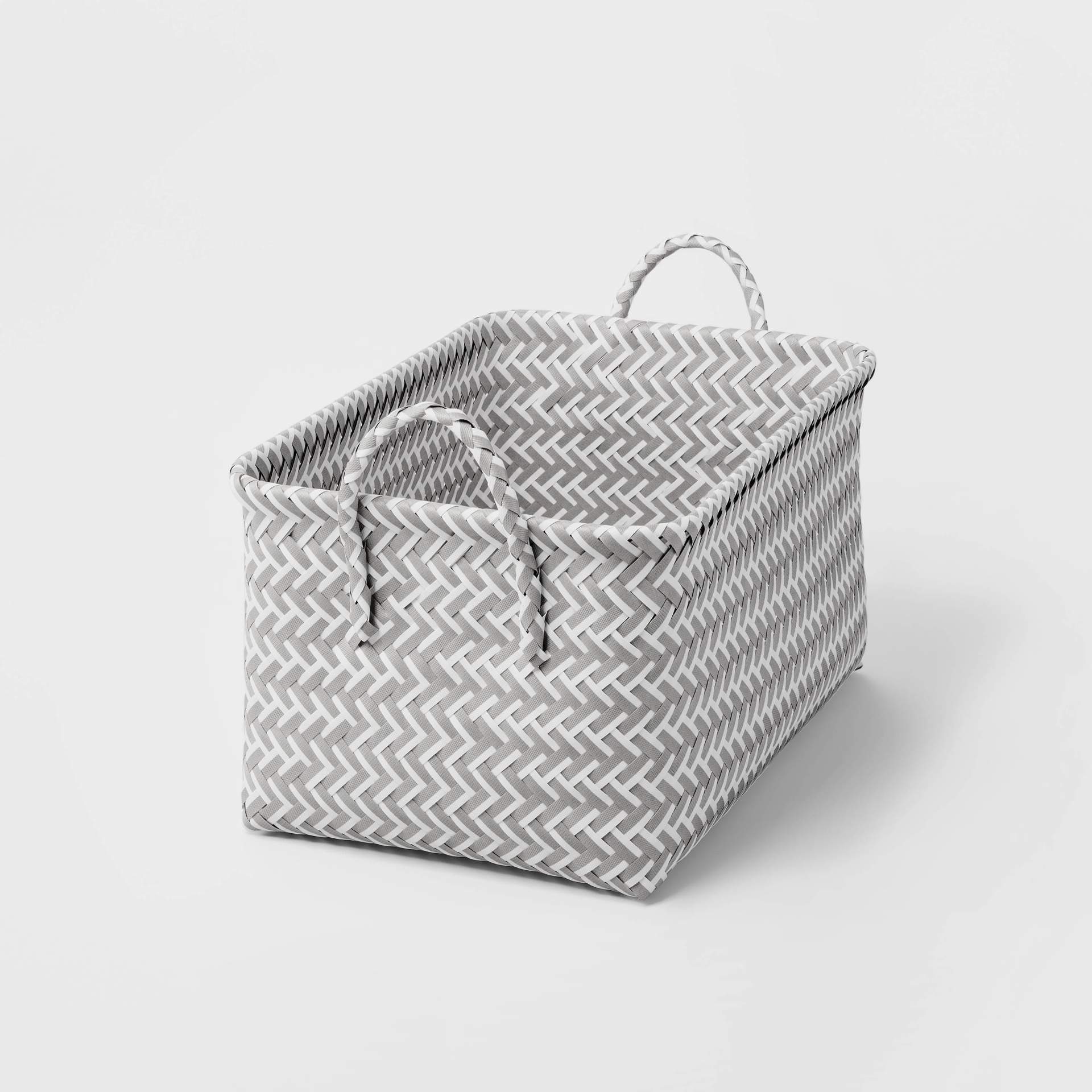 slide 1 of 4, Small Woven Rectangle Storage Basket Gray - Brightroom, 1 ct