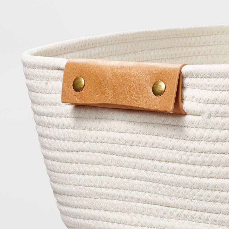 slide 3 of 5, 13" Decorative Coiled Rope Square Base Tapered Basket Small White - Brightroom™, 1 ct