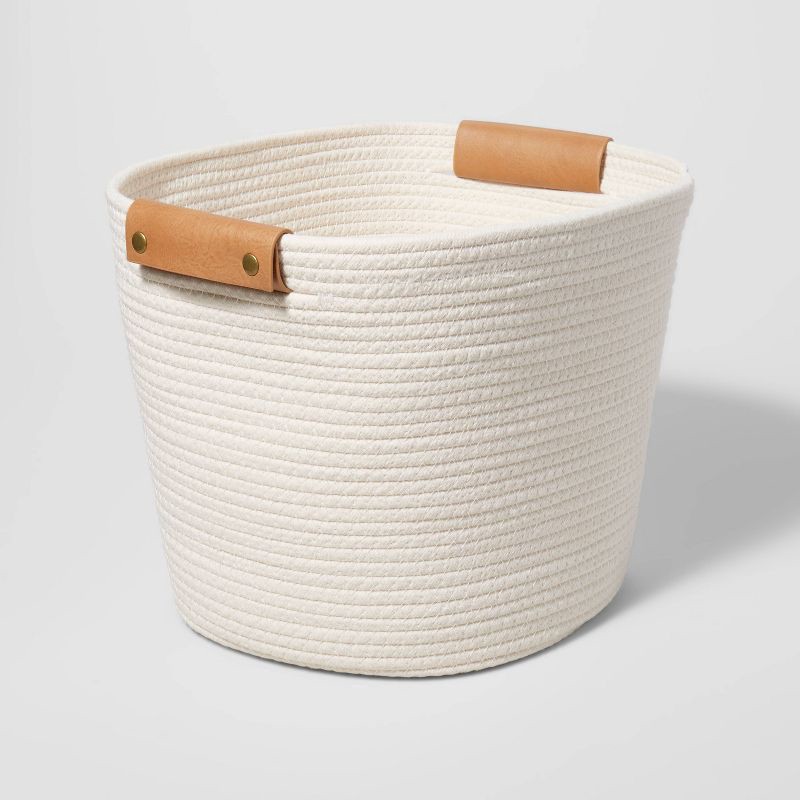 slide 1 of 4, 13" Decorative Coiled Rope Basket Cream - Brightroom™: Storage & Organization, Oval, Handles, 13 Inch Cube System Compatible, 1 ct