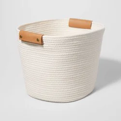 13" Decorative Coiled Rope Basket Cream - Brightroom™