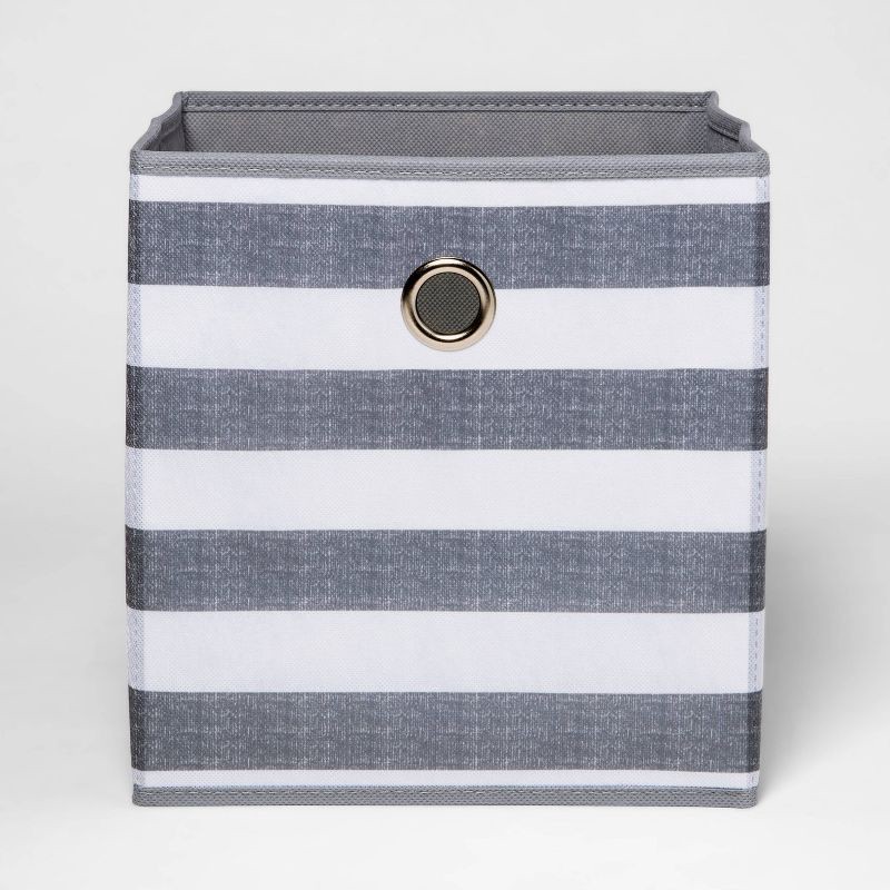 slide 1 of 4, 11" Fabric Cube Storage Bin Gray/White Stripe - Room Essentials™, 1 ct