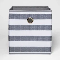 11" Fabric Cube Storage Bin Gray/White Stripe - Room Essentials™
