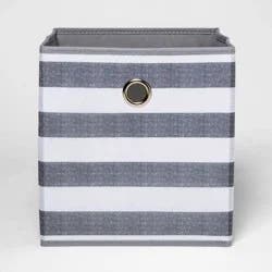 11" Fabric Cube Storage Bin Gray/White Stripe - Room Essentials™