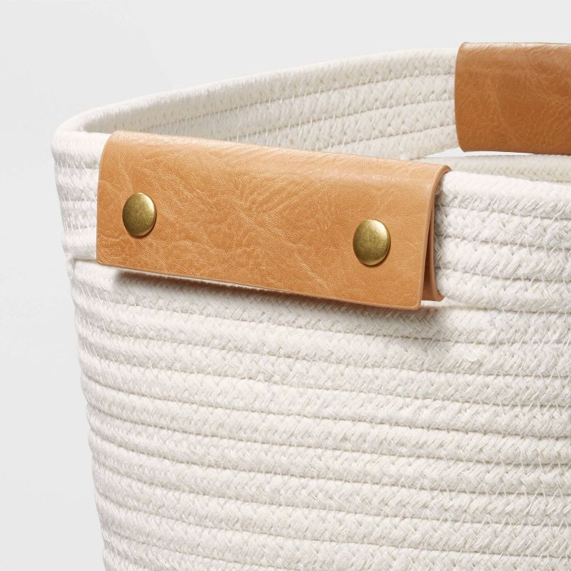 slide 3 of 5, 11" Decorative Coiled Rope Basket Cream - Brightroom™: Oval Storage with Handles, Fits 11 Inch Cube System, 1 ct