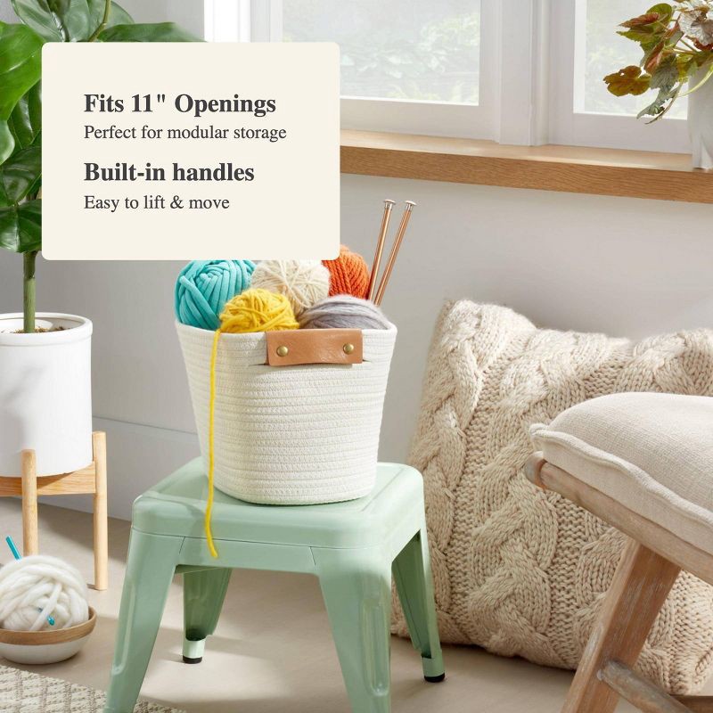 slide 4 of 5, 11" Decorative Coiled Rope Basket Cream - Brightroom™: Oval Storage with Handles, Fits 11 Inch Cube System, 1 ct