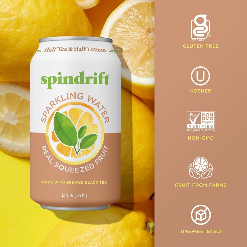 slide 3 of 6, Spindrift Half Tea/Half Lemon Sparkling Water - 8pk/12 fl oz Cans, 8 ct; 12 fl oz