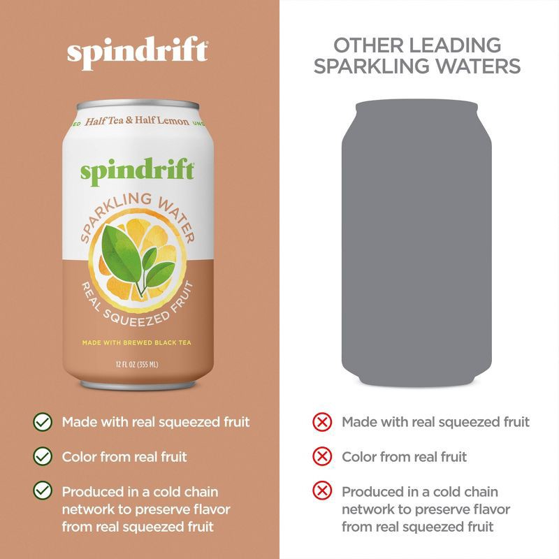 slide 4 of 6, Spindrift Half Tea/Half Lemon Sparkling Water - 8pk/12 fl oz Cans, 8 ct; 12 fl oz