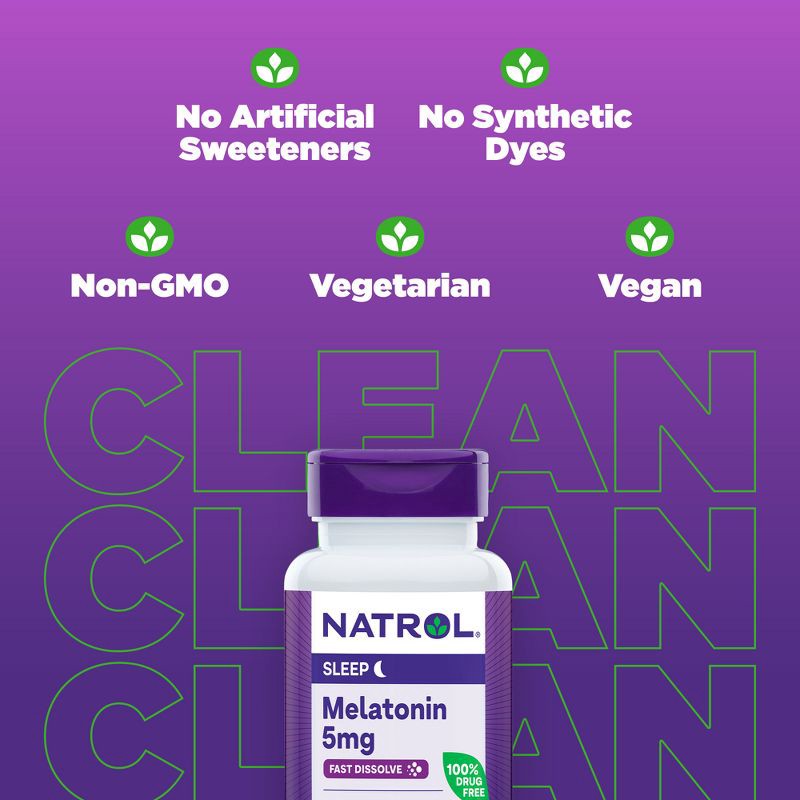 slide 5 of 10, Natrol Melatonin 5mg Sleep Aid Fast Dissolve Tablets - Strawberry - 90ct, 90 ct; 5 mg