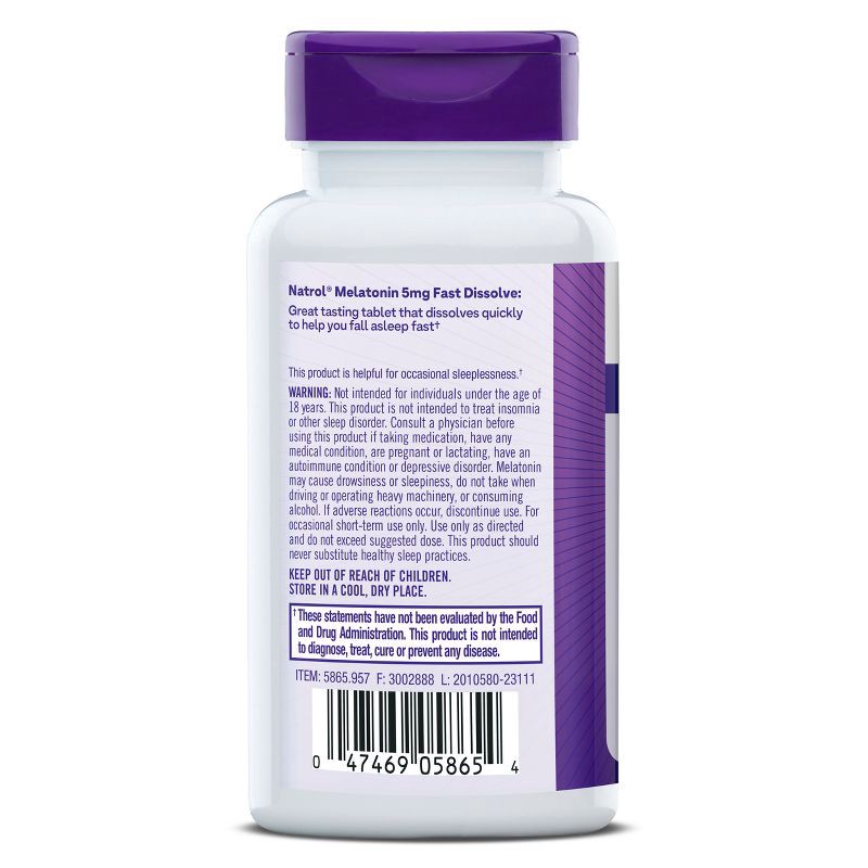 slide 9 of 10, Natrol Melatonin 5mg Sleep Aid Fast Dissolve Tablets - Strawberry - 90ct, 90 ct; 5 mg