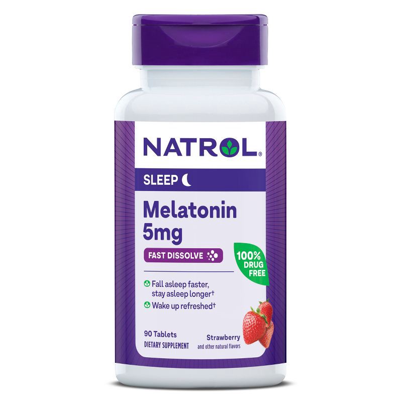 slide 1 of 10, Natrol Melatonin 5mg Sleep Aid Fast Dissolve Tablets - Strawberry - 90ct, 90 ct; 5 mg