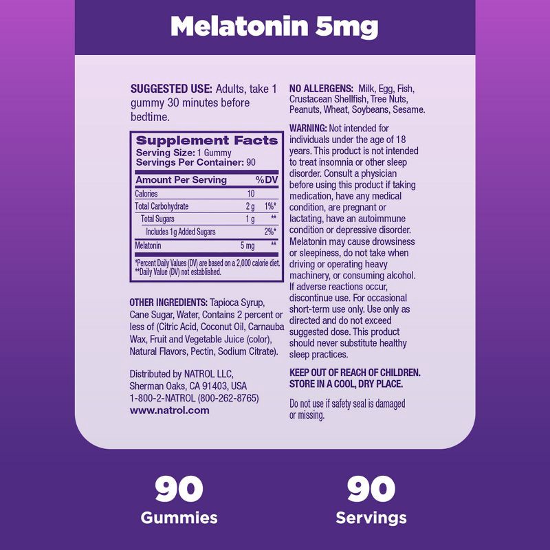 slide 5 of 11, Natrol Melatonin 5mg Sleep Aid Gummies - Strawberry - 90ct, 90 ct; 5 mg