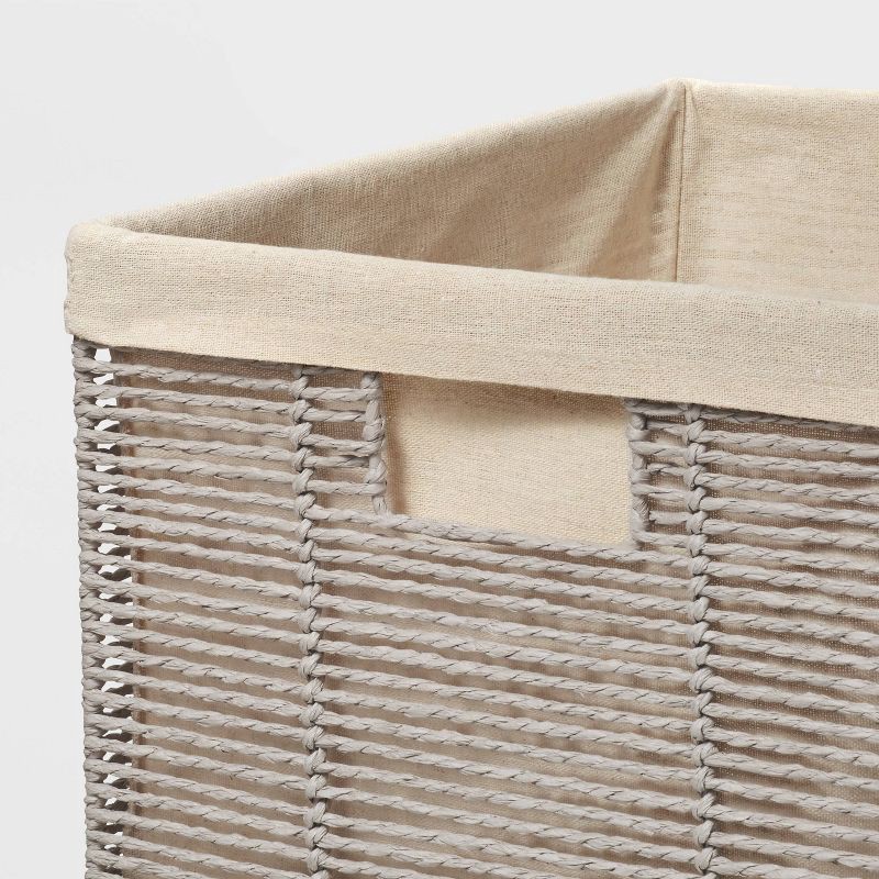 slide 3 of 4, 14.75" x 13" x 11" Large Lined Woven Milk Crate Gray - Brightroom™: Decorative Storage Basket, Rectangle, Traditional Style, 1 ct