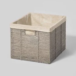 14.75" x 13" x 11" Large Lined Woven Milk Crate Gray - Brightroom™: Decorative Storage Basket, Rectangle, Traditional Style