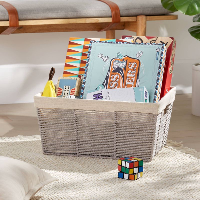 slide 2 of 5, 17" x 12" x 8" Large Woven Twisted Paper Rope Tapered Basket Gray - Brightroom™, 1 ct