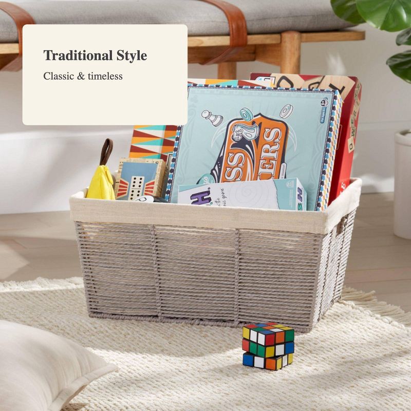 slide 4 of 5, 17" x 12" x 8" Large Woven Twisted Paper Rope Tapered Basket Gray - Brightroom™, 1 ct