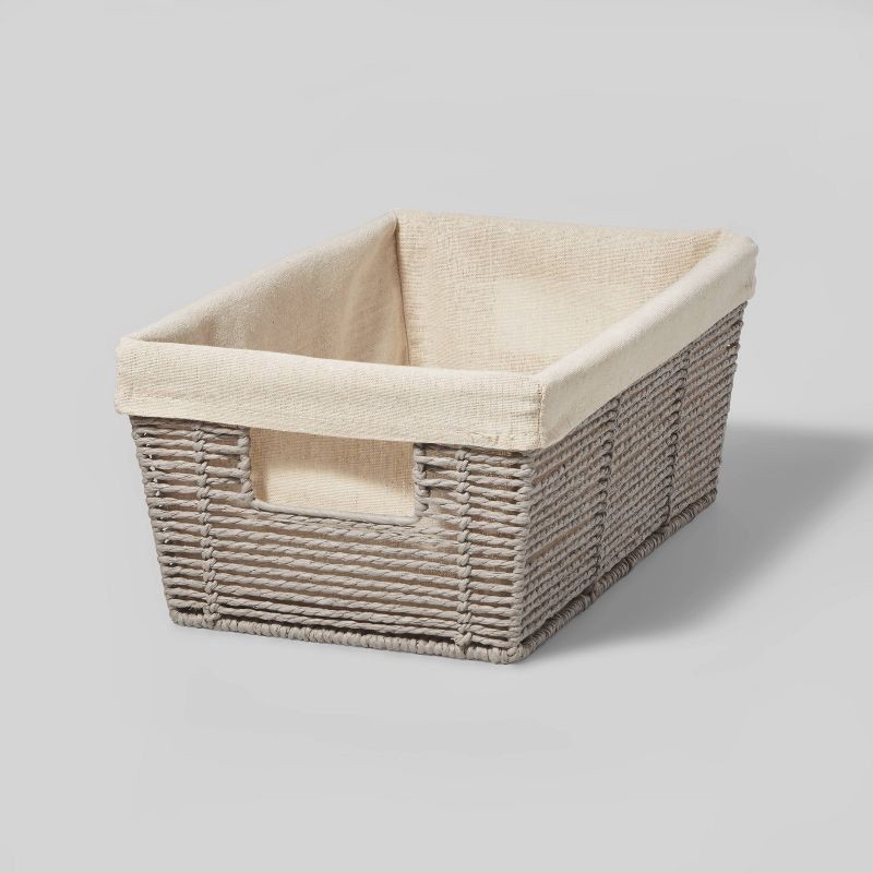 slide 1 of 4, 16" x 9" x 6" Woven Twisted Paper Rope Media Basket Gray - Brightroom™, 1 ct