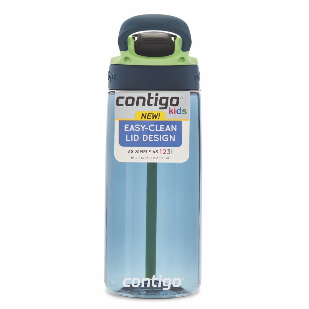 slide 3 of 5, Contigo Autospout Plastic Kids Straw Water Bottle - Blue/Green, 20 oz