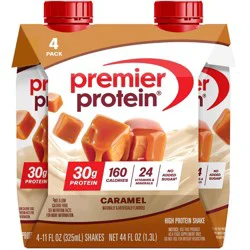 Premier Protein Nutritional Shake Caramel Non-Caffeinated Whey Protein - 11 fl oz/4pk