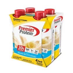 Premier Protein Nutritional Shake Bananas & Cream Non-Caffeinated Whey Protein- 11 fl oz/4pk