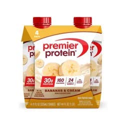 Premier Protein Nutritional Shake Bananas & Cream Non-Caffeinated Whey Protein- 11 fl oz/4pk