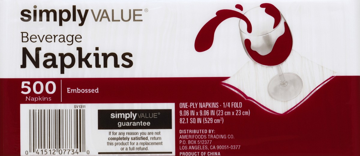 slide 7 of 8, Simply Value 1 Ply Beverage Napkins, 500 ct