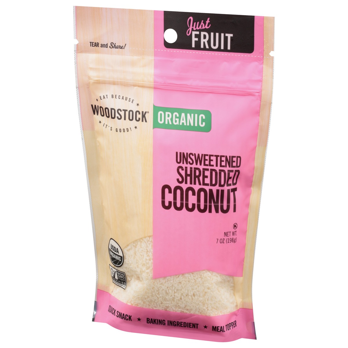 slide 3 of 9, WOODSTOCK Organic Shredded Coconut, 7 oz