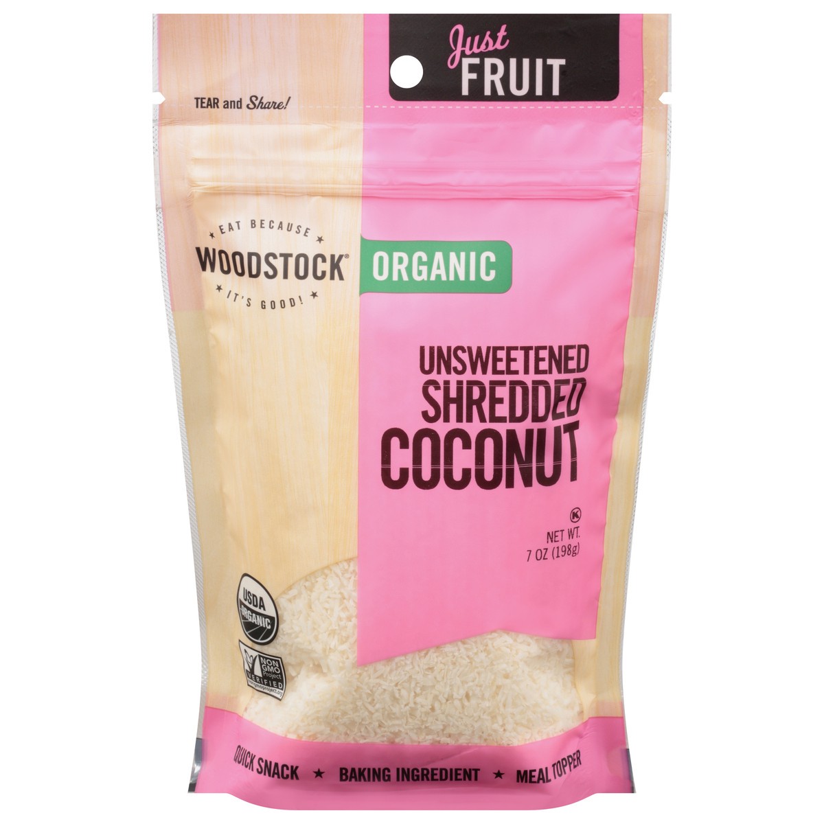 slide 1 of 9, WOODSTOCK Organic Shredded Coconut, 7 oz