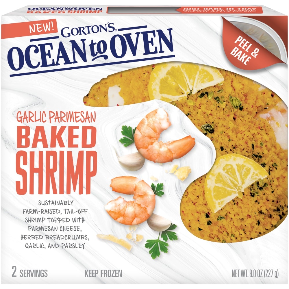 slide 1 of 1, Gorton's Ocean to Oven Garlic Parmesan Baked Shrimp, 8 oz