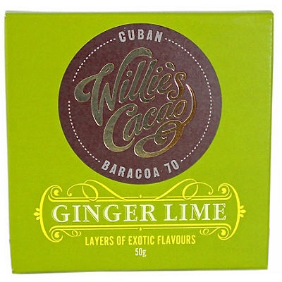 slide 1 of 1, Willie's Cacao Ginger Lime Dark Chocolate, 50 gram