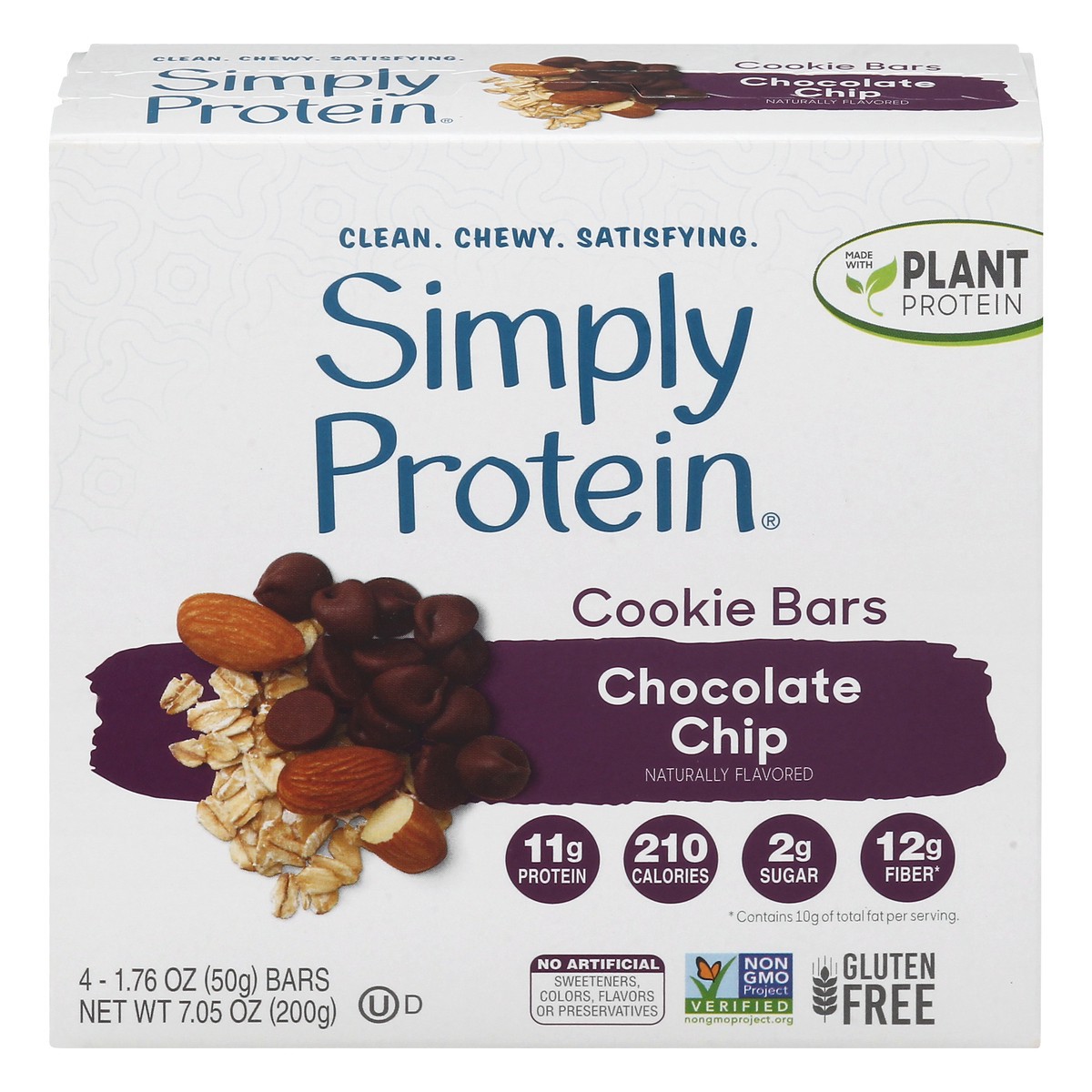 slide 1 of 11, SimplyProtein 4 Pack Chocolate Chip Cookie Bars 4 ea, 4 ct