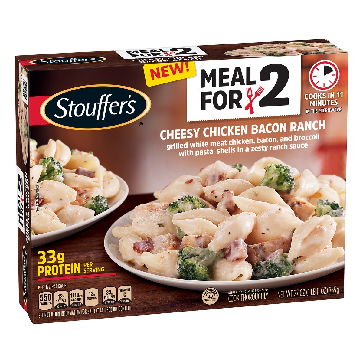 slide 2 of 10, Stouffer's Meal For 2 Cheesy Chicken Bacon Ranch, 27 oz